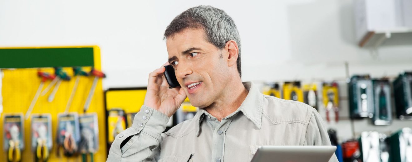 Business owner in a New Zealand hardware store, calls Retail NZ on his mobile phone, via our Contact Us webpage.