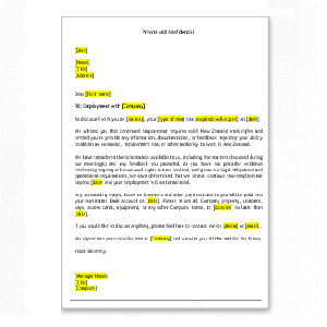 Template: Dismissal due to visa expiry
