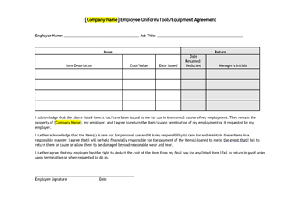 Template: Uniform or Tools Agreement
